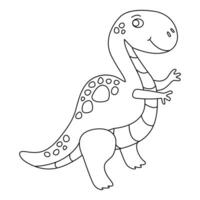 charmant illustration de une mignonne dinosaure dans une main tiré griffonnage style. amical et espiègle conception pour coloration. vecteur