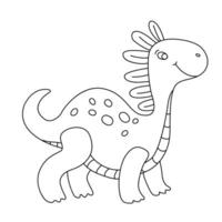 charmant illustration de une mignonne dinosaure dans une main tiré griffonnage style. amical et espiègle conception pour coloration. vecteur