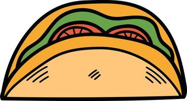 burrito ou sandwich main tiré des illustrations dans ligne art style vecteur