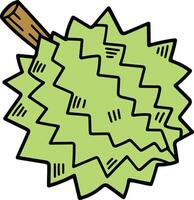 main tiré délicieux durian illustration dans ligne style vecteur