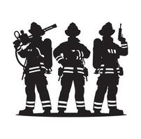 sapeurs pompiers groupe pose silhouette illustration vecteur