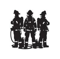 sapeurs pompiers groupe pose silhouette illustration vecteur