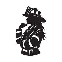 sapeurs pompiers groupe pose silhouette illustration vecteur