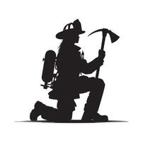 sapeurs pompiers groupe pose silhouette illustration vecteur