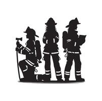 sapeurs pompiers groupe pose silhouette illustration vecteur