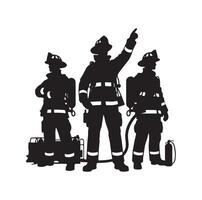 sapeurs pompiers groupe pose silhouette illustration vecteur