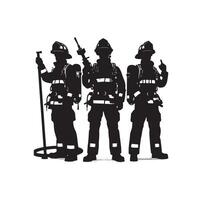 sapeurs pompiers groupe pose silhouette illustration vecteur