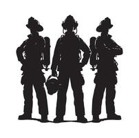 sapeurs pompiers groupe pose silhouette illustration vecteur