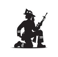 sapeurs pompiers groupe pose silhouette illustration vecteur