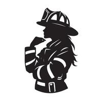 sapeurs pompiers groupe pose silhouette illustration vecteur