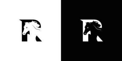 la conception du logo avec la lettre initiale r combinée avec le symbole d'un cheval est moderne et professionnelle vecteur