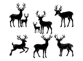 une ensemble de cerf silhouettes vecteur