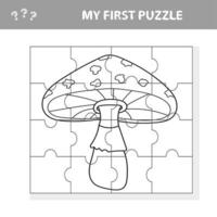 jeu de papier éducatif pour enfants, amanite. puzzle - créer l'image vecteur