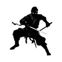 ninja combattant graphique silhouette . vecteur