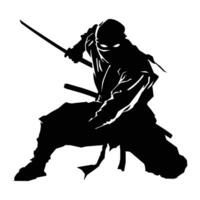 ninja combattant graphique silhouette . vecteur