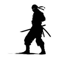 ninja combattant graphique silhouette . vecteur