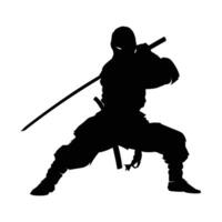 ninja combattant graphique silhouette . vecteur