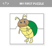 illustration de dessin animé d'un jeu de puzzle pour les enfants d'âge préscolaire avec un scarabée drôle vecteur