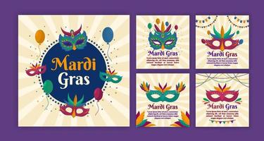 jeu de cartes de mardi gras vecteur