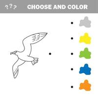 Jeu éducatif livre de coloriage oiseau mouette vector illustration