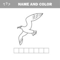 Jeu éducatif livre de coloriage oiseau mouette vector illustration