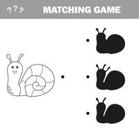 faire correspondre le jeu de puzzle éducatif pour enfants de l'ombre avec un escargot vecteur