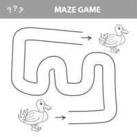 caneton perdu. aide canard à trouver un chemin. labyrinthe pour les enfants. illustration vectorielle vecteur
