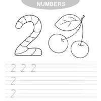 apprendre les nombres. livre de coloriage pour les enfants d'âge préscolaire. pratique de l'écriture vecteur