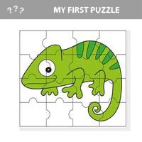 jeu pour les enfants. page d'activité. puzzle pour enfants - iguane ou caméléon vecteur