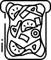nouille pain grillé contour illustration vecteur