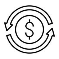 icône de ligne de transfert d'argent vecteur