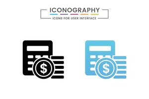 illustration icône de une moderne calculatrice affichage une dollar signe, moulage une ombre sur une beige Contexte vecteur