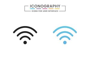 collection de Stock images représentant symboles et Icônes en relation à sans fil Wifi connectivité, comprenant Wifi signal symboles et un l'Internet connexion, cette activer éloigné l'Internet accès. Wifi icône vecteur