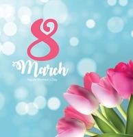 poster international happy women's day 8 mars carte de voeux floral vector illustration