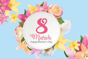 poster international happy women's day 8 mars carte de voeux floral vector illustration