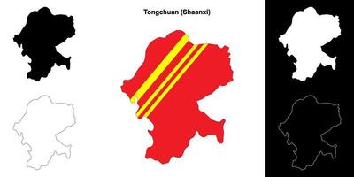 tongchuan Vide contour carte ensemble vecteur