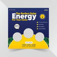 modèle de publication sur les médias sociaux à énergie solaire vecteur