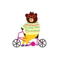 mignonne ours sur vélo illustration pour tissu, textile et impression vecteur