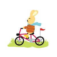 mignonne lapin sur vélo illustration pour tissu, textile et impression vecteur