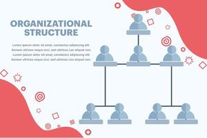 le concept de organisationnel structure dans une entreprise ou entreprise. infographie conception modèle avec votre texte plein de personnage. plat illustration sur Contexte. vecteur