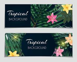 chèque-cadeau tropical naturel abstrait, fond de carte de réduction avec palmiers et autres feuilles et fleurs de lys. illustration vectorielle vecteur