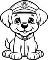 noir et blanc dessin animé illustration de mignonne chiot chien animal personnage pour coloration livre vecteur