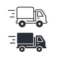 livraison un camion ligne et plat icône. livraison service, commerce électronique vecteur