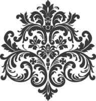 silhouette baroque ornement avec filigrane floral élément noir Couleur seulement vecteur