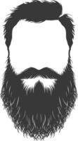 silhouette barbe cheveux moustache homme seulement noir Couleur seulement vecteur