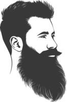 silhouette barbe cheveux moustache homme seulement noir Couleur seulement vecteur