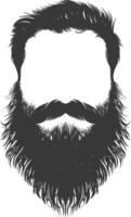 silhouette barbe cheveux moustache homme seulement noir Couleur seulement vecteur