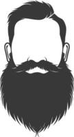 silhouette barbe cheveux moustache homme seulement noir Couleur seulement vecteur