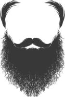 silhouette barbe cheveux moustache homme seulement noir Couleur seulement vecteur