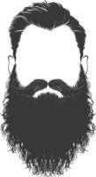 silhouette barbe cheveux moustache homme seulement noir Couleur seulement vecteur